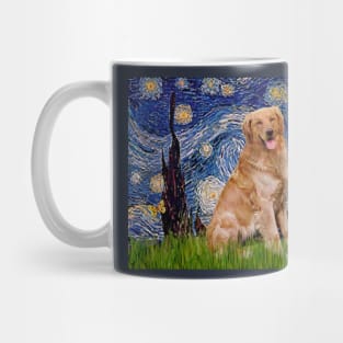 Starry Night Adapted to Include a Happy Golden Retriever Mug